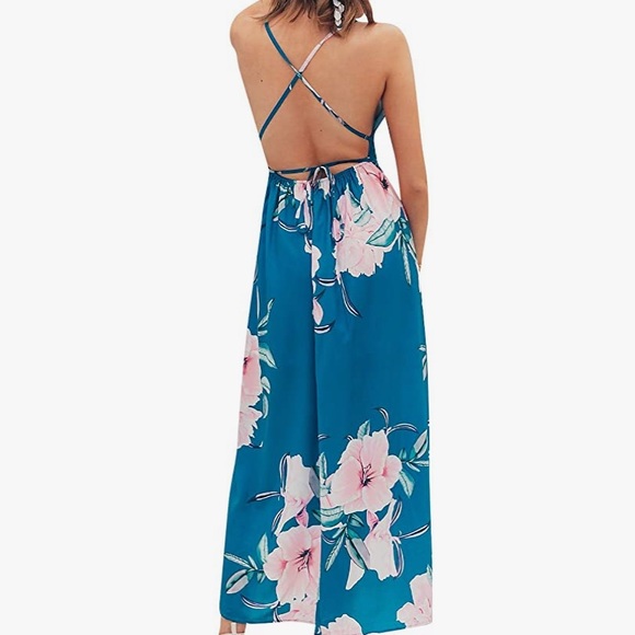 Backless floral split maxi dress - Picture 4 of 12